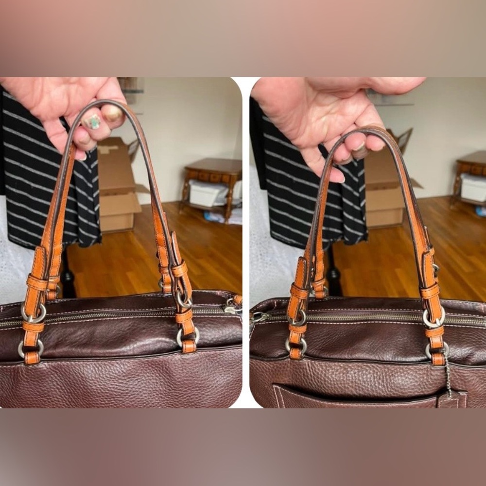 Coach Brown Leather Shoulder Bag with Tan Handles - Picture 15 of 16